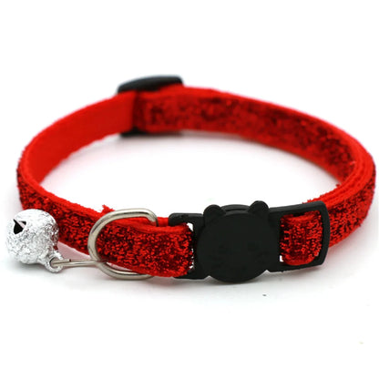 Cat Collar Adjustable with Bell Breakaway Adjustable Kitten Cat Sequin Collar Neck Strap Cat Pet Supplies Puppy Accessories