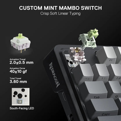 Redragon GB 80% Gasket RGB Gaming Keyboard w/Hype 1.14inch TFT Screen & Knob, 84 Keys Mechanical Keyboard
