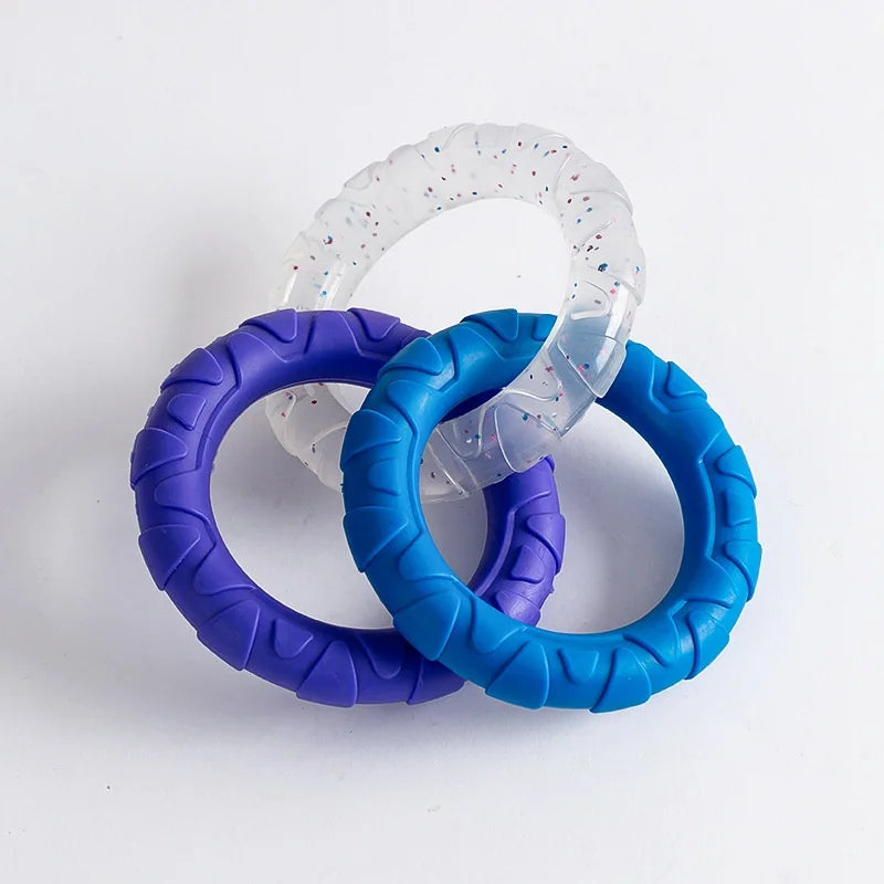 Dog Chew Toy TPR Teeth Cleaning Pet Toys For Small Medium Large Dogs Interactive Bite Resistant 3 Ring Tug Dog Toy Pet Supplies