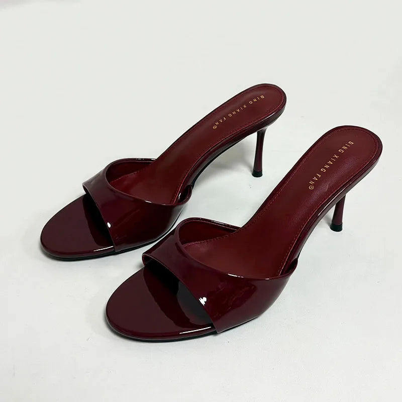 Heeled Footwear Female Slides Women Slippers Summer Spring Fashion Round Toe Ladies Thin Heels Slippers Sandals Pumps Shoes