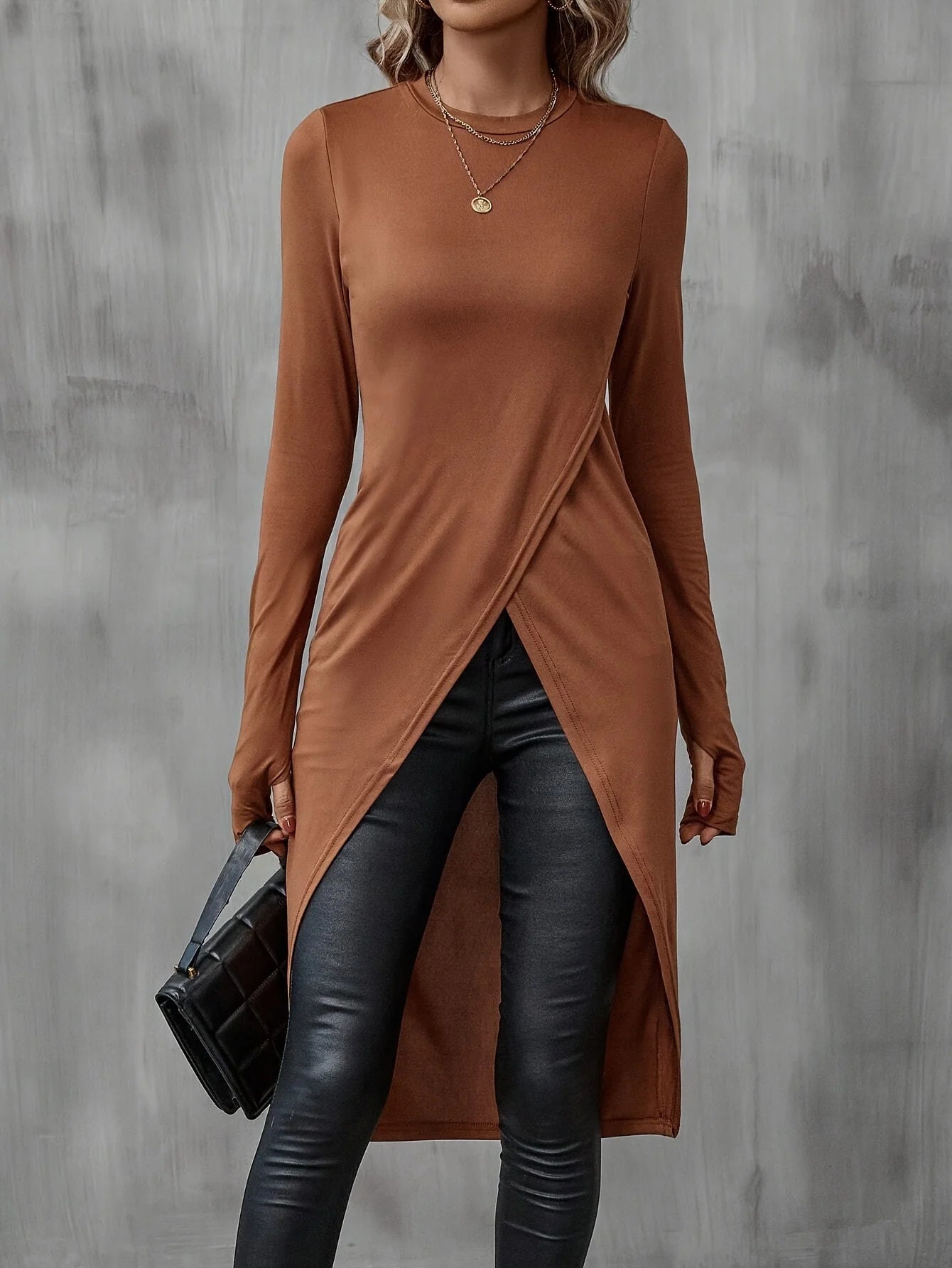 2024 new autumn plus long T-shirt advanced sense slimming temperament casual women's wear