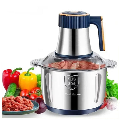 5L EU Electric Food Grinder Multifunctional Vegetable Chopper Blender Large Capacity Meat Mincer for Household Cooking