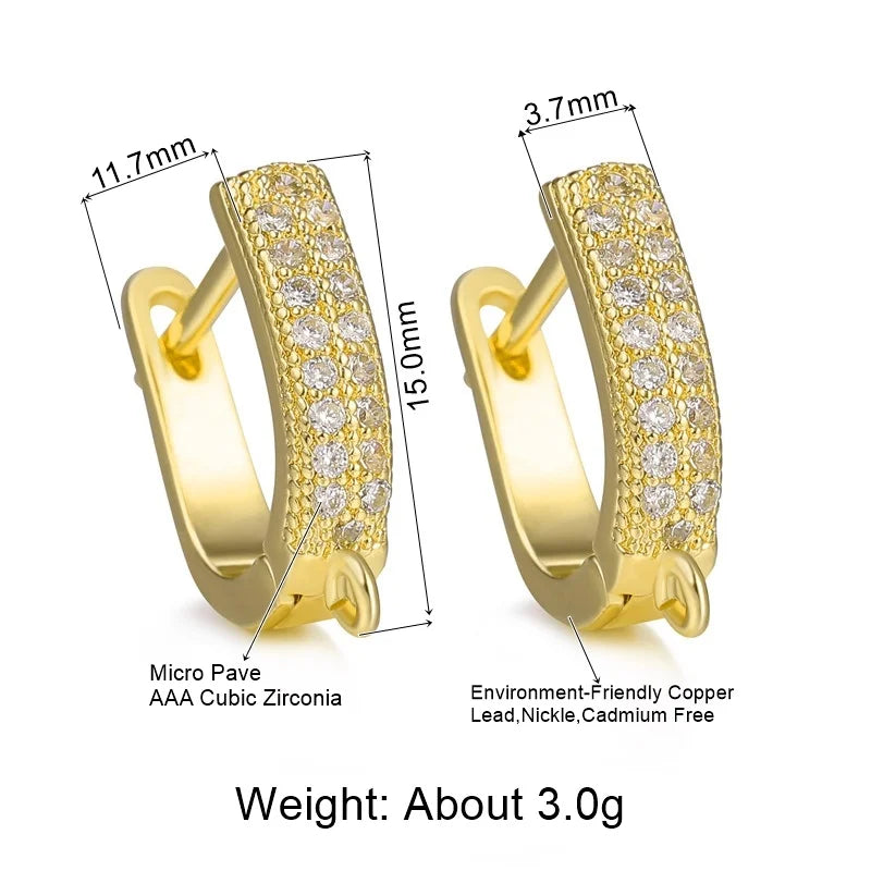 Juya 18K Gold Silver Plated Fastener Bales Fixture Earring Hook Locks For DIY Women Fashion Crystal Agate Charms Earrings Making
