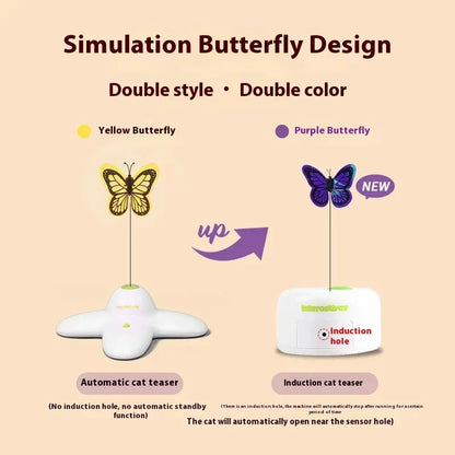 Pet cat self-hi boredom relief artifact butterfly electric cat teasing toy induction automatic rotation cat teasing turntable