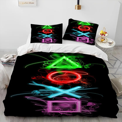 Cartoon Gamer Game Controller Comforter Bedding Set,Duvet Cover Bed Set Quilt Cover Pillowcase,King Queen Size Bedding Set Child