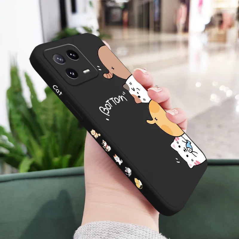 Cat Litter Phone Case For Xiaomi Mi 15 15T 14 14T 13 13T 12 12T 12S 11 11T Ultra 10 10T 9 9T Pro Lite 5G Liquid Silicone Cover