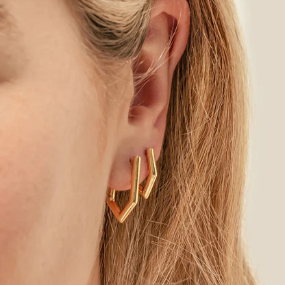 TIANDE Gold Color Classic Punk Hoop Earrings for Women Zircon Smooth Piercing Huggies Earrings 2024 Fashion Jewelry