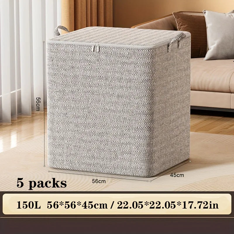 Foldable Storage Boxes 5pcs with Lids,Fabric Closet Organizer&Under Bed Bin,Home Rectangle Organizer Storage Boxes Organizadores