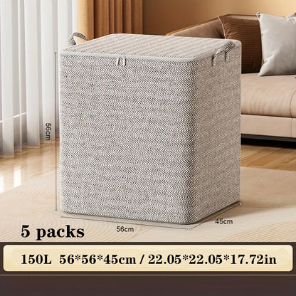 Foldable Storage Boxes 5pcs with Lids,Fabric Closet Organizer&Under Bed Bin,Home Rectangle Organizer Storage Boxes Organizadores