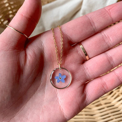 Forget-Me-Not-Necklace, Floral Necklace, Botanical Necklace, Botanical Necklace, Gift for Her