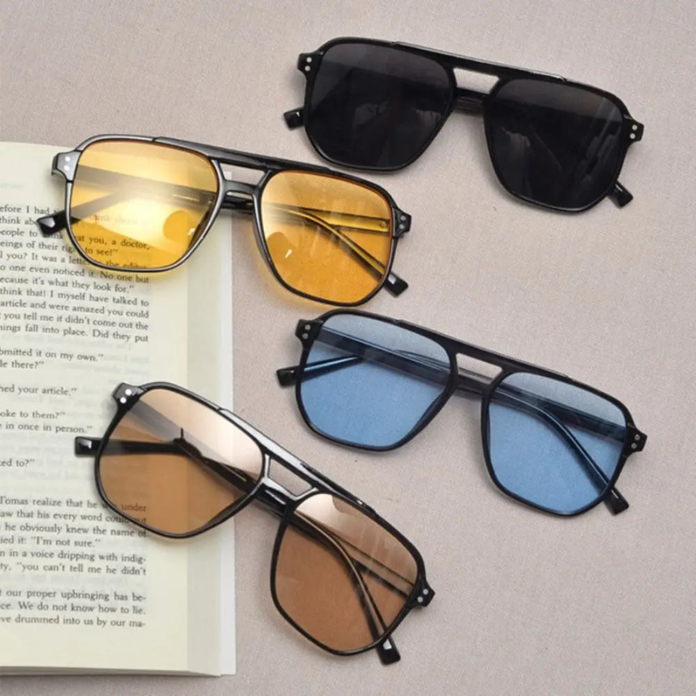Punk Square Frame Sunglasses Anti-UV Beach Eye Protection Black Shades Glasses Travel Accessories Retro Sunglasses for women men