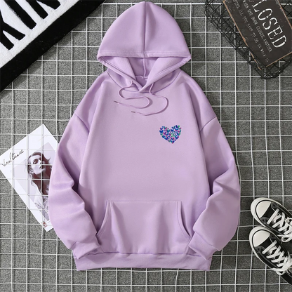 A Simple Depiction Of Love Printed Women Hooded Graphic Funny Hoodies O-Neck Loose Casual Tops Sport Street Fashion Sweatshirt