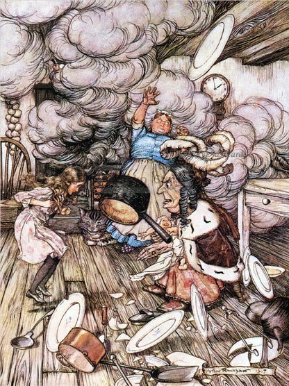 Canvas Painting Wall Art Pictures Home Room Decor Arthur Rackham Artwork Alice in Wonderland Mad Hatter Red Queen Poster Prints