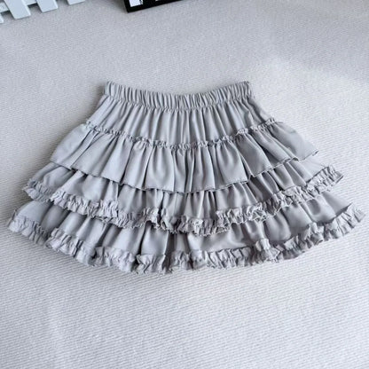 Sweet And Spicy High Waist Puffy Half-length Skirt for Women Anti-exposure Bow-knot Short Cake Skirt Spring Summer New Style