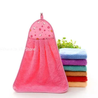 Hand Towel Coral Velvet Bathroom Supplies Soft Absorbent Cloth Dishcloths Hanging Cloth Kitchen Accessories