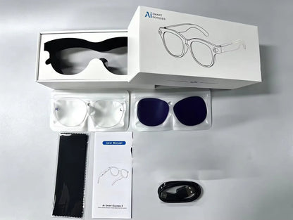 Lenovo 2026 New 8K AI Translation AI Smart Glasses Bluetooth Calling Music Player Camera Control Anti Blue Light Sunglasses