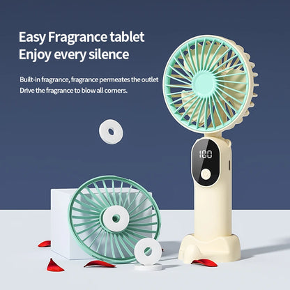 Portable MiNi USB Fan with 6 Speeds and Digital Display Foldable 3-in-1 Handheld Neck and Desktop Fan for Trave Outdoor