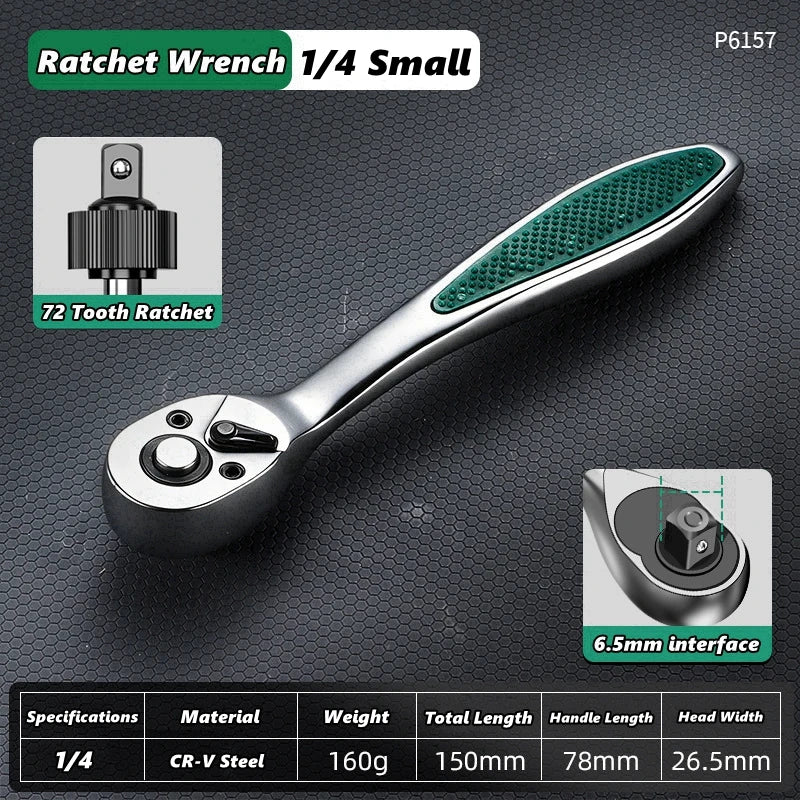 72 Tooth Ratcheting Wrench Set 1/4 3/8 1/2 Inch Auto Quick Repair Wrench Labour-Saving Ratchet Wrench Set Hand Tools