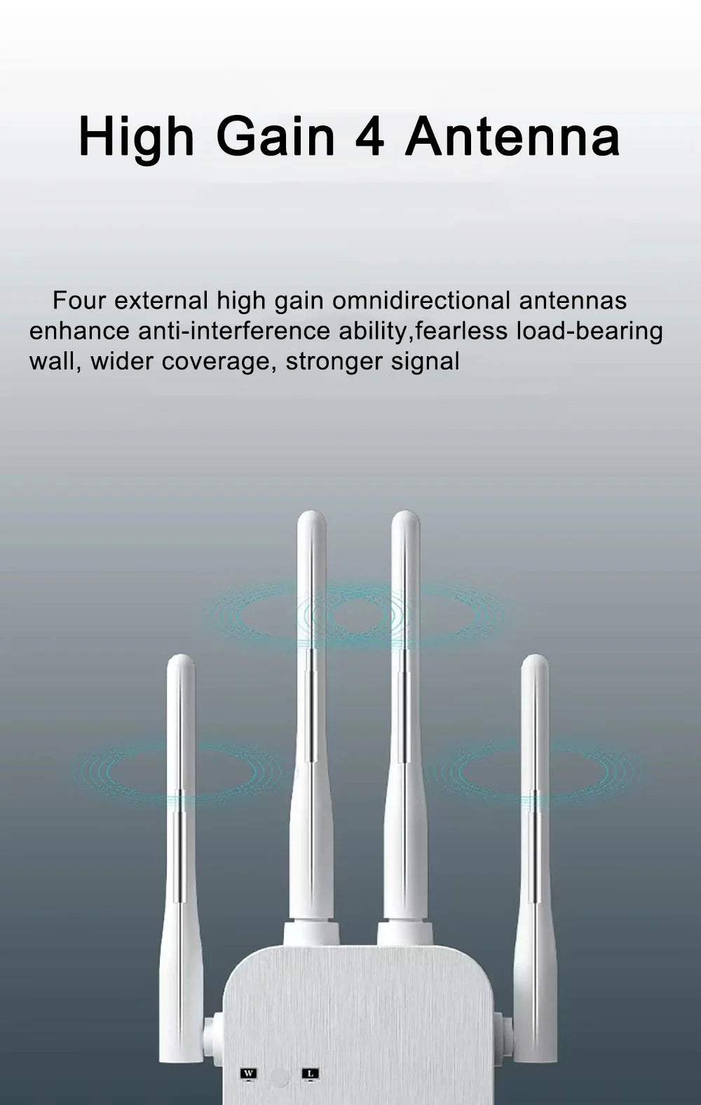 Répéteur WiFi 1200 Mbps, amplificateur de réseau sans fil 5 GHz/2,4 GHz double bande, routeur WiFi longue portée pour la maison
