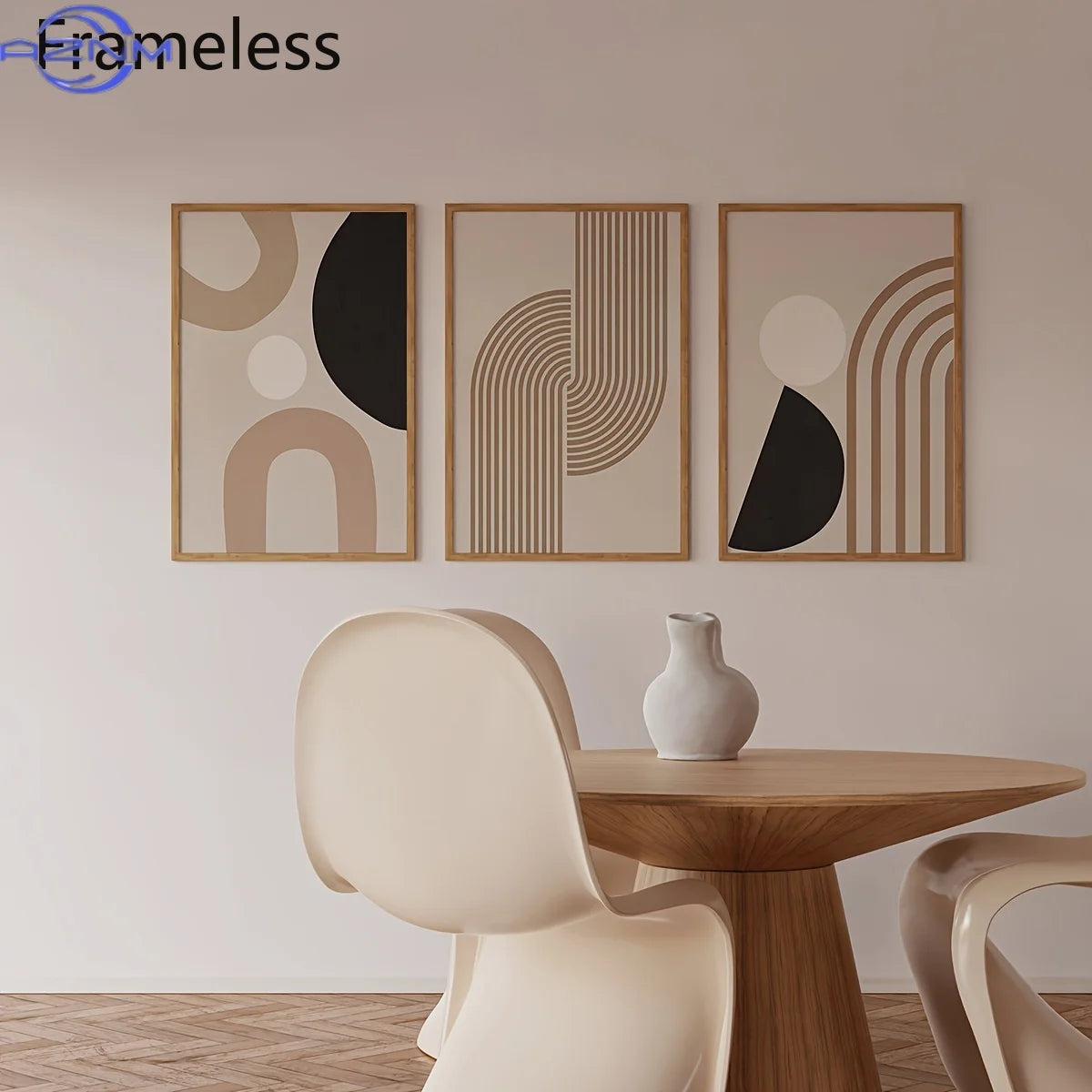 3pcs Modern Minimalist Abstract Lines Canvas Art, Beige Geometric Wall Paintings, Boho Chic Home Decor for Living Room, Bedroo