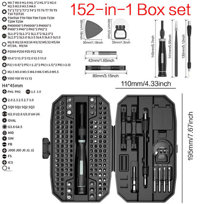 Jeu de tournevis de précision, kit d'outils pour ordinateur portable, kit de réparation professionnel 152/25 en 1 avec tournevis Torx T5 et T6.