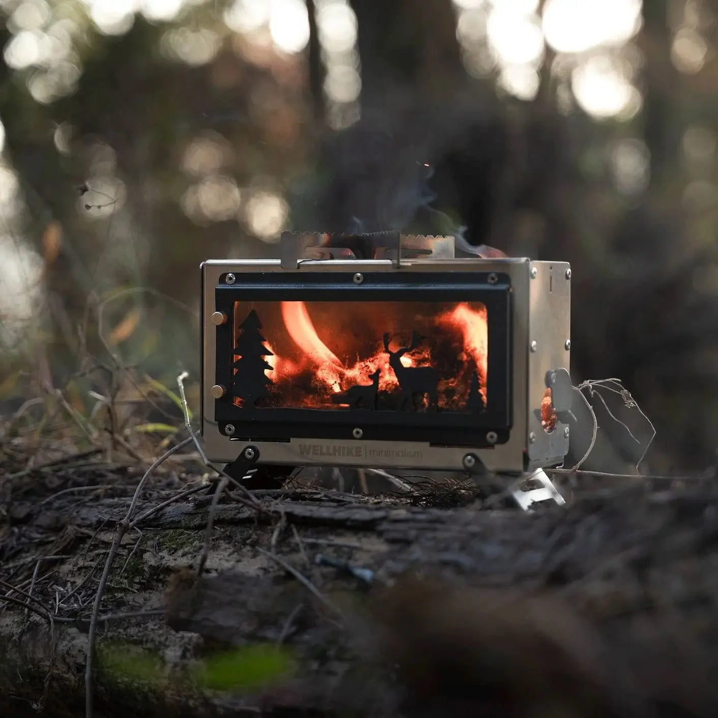 Small Camping Heating Stove Portable Tent Firewood Stove Glass Window Charcoal Burner