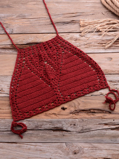 Sexy Crochet Bikinis Sets Handmade Knitted Cotton Swimwear Swimsuit Top + Bottom Bandage Women Sexy Beachwear Biquinis