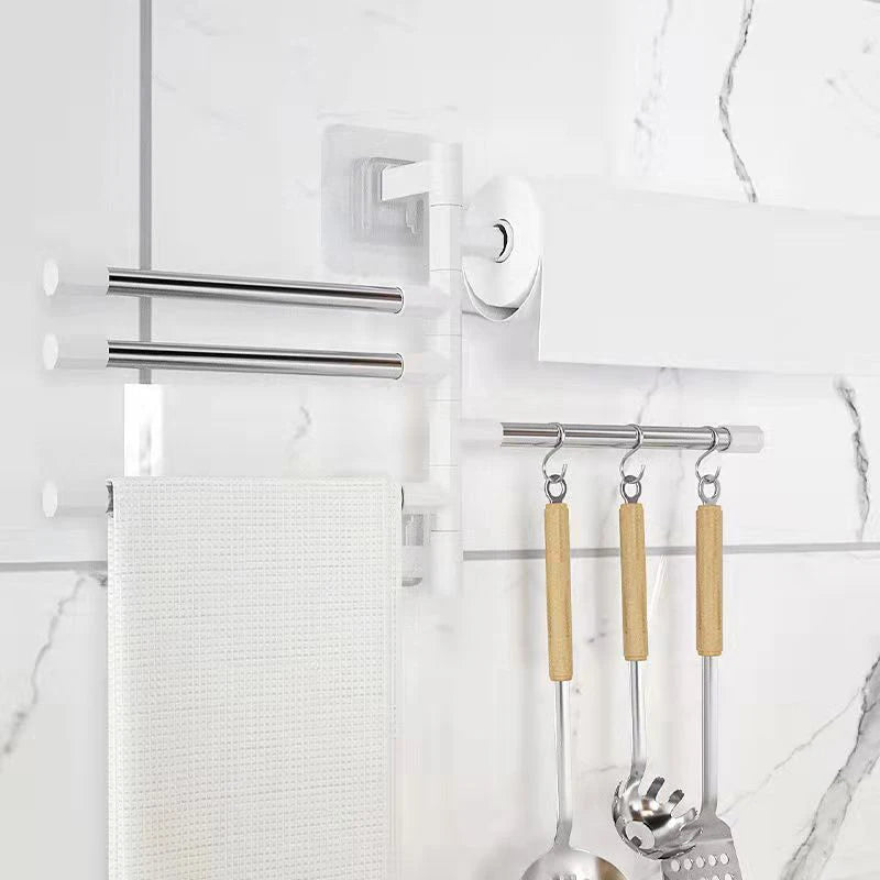 Bathroom Towel Rack Rotatable Towel Holder Space Aluminum 2/3/4/5/6-Bar Towel Hanger Kitchen Shelf Paper Hanging Wall Mounted