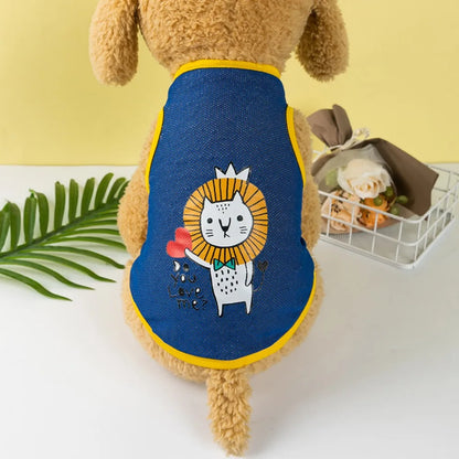 Cute Cartoon Pet Dog Clothes Summer Thin Mesh Dog Cat Vest Cat Teddy Bear Pomy Pet Puppy Breathable Cool Clothing Dog Costume