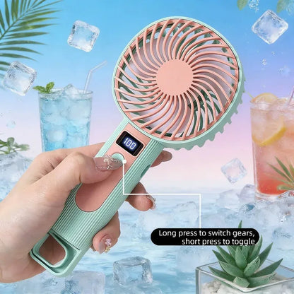 Portable Mini Handheld Small Fan Usb Rechargeable With Stand Digital Display Cooling Fan Suitable For Office Travel Outdoor Use