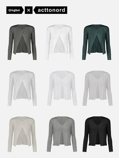 Slimming Woven ort Coat Jaet Women's Faion Spring Autumn Thin Design Sense Folded Cardigan Outerwear Sli Outer Layer