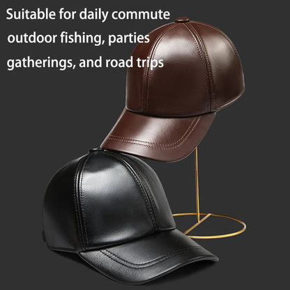 Leather Hats for Men Adjustable Head Circumference Thin Spring Autumn Style Middle-Aged And Elderly Caps