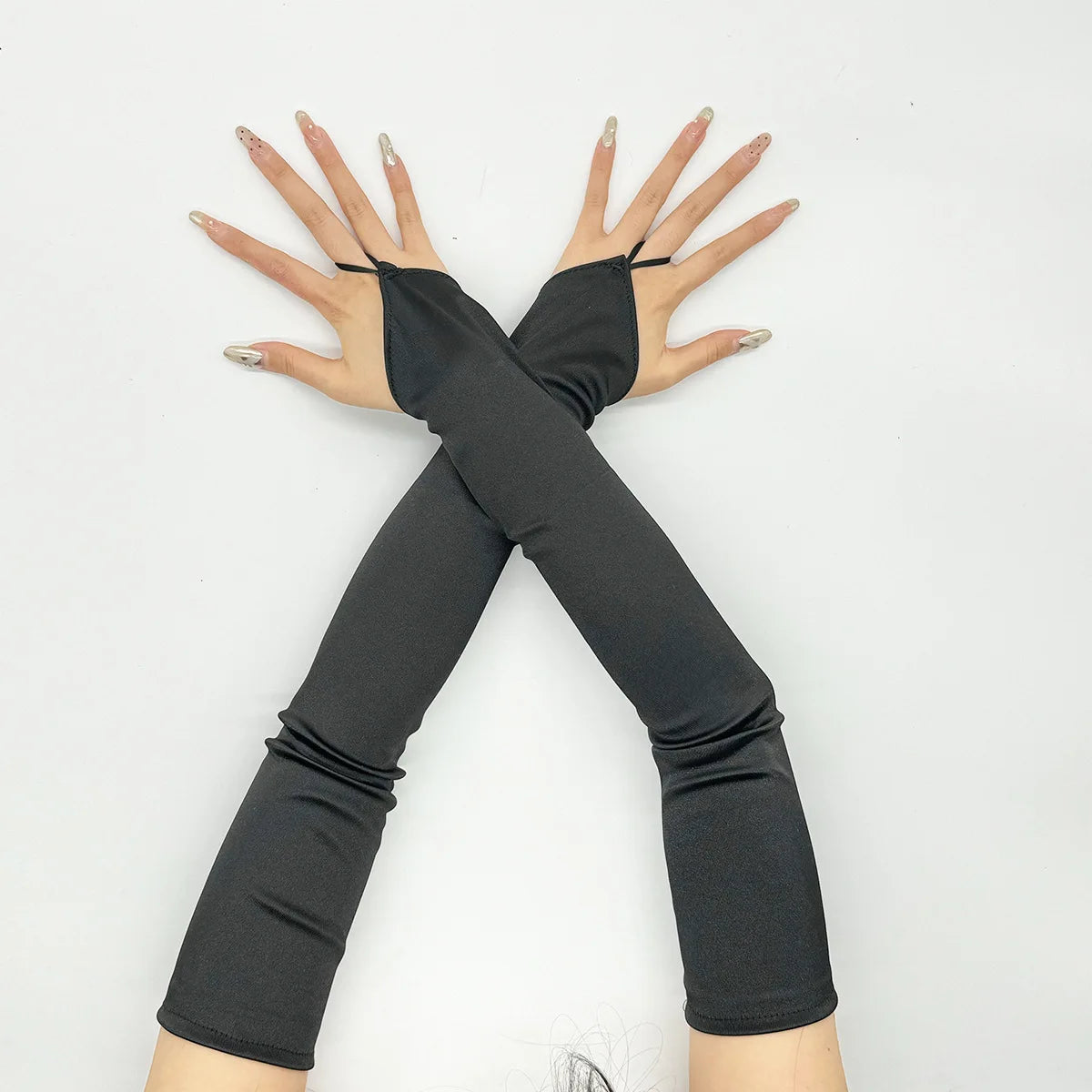 Ladies' Gloves, Long Hook-Finger Tinted Gloves, Ball Gloves, Bride's Wedding Dress Gloves, Sun-Protective Fashion Gloves C101
