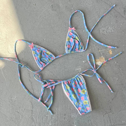 Micro Bikini Push Up Women Swimsuits 2025 Sexy Female Swimwear Brazilian Bikini Set Thong Biquini Swim Suits Print Beachwear