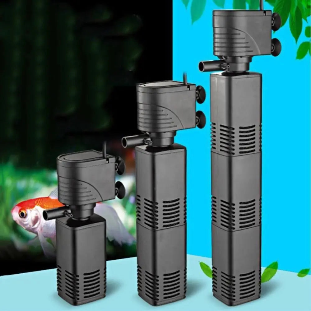 Plastic 3 in 1 Fish Tank Filter 4/6/12/20/30W Filtration Fish Tank Built-in Filter Increase Air Oxygen with Inner Sponge