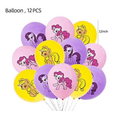 My Little Pony themed children's birthday party supplies, girls' first birthday tablecloth, tableware, paper cups, flag-raising