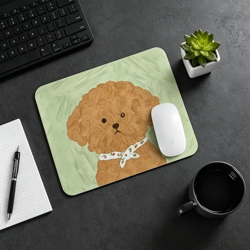 Cute Dog Mouse Pad, Rubber Non-slip Desk Mat for Office & Gaming, Poodle/White Dog/Schnauzer/Smiley Dog, Universal