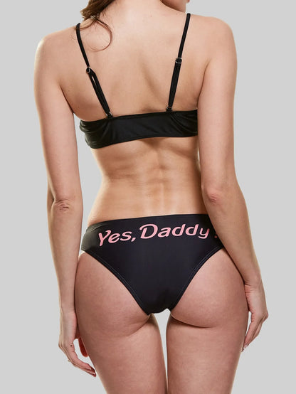 2024 new Two Piece Swimsuit with COME HERE DADDY PLEASE Letter Print Cute bikini Womens Bikini Set Girls Bathing Suit Beach Wear