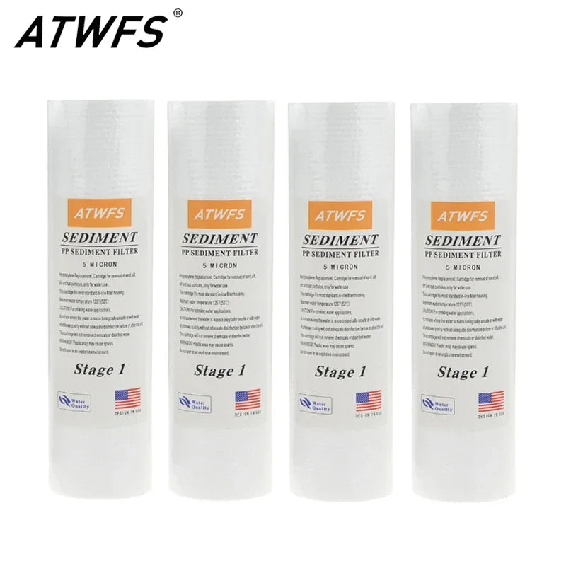 Water Purifier Filter 5 Micron 4 X 10" Ppf Filter Sediment Water Filter Cartridge Aquarium Pre-filters for Kitchen