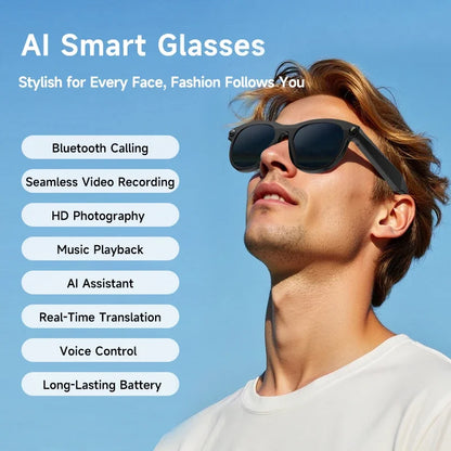 2027 Lenovo 8K HD AI Smart Glasses Real-time Translation 1600WDual Camera Bluetooth Call Shoot Audio Video Music Play Sunglasses