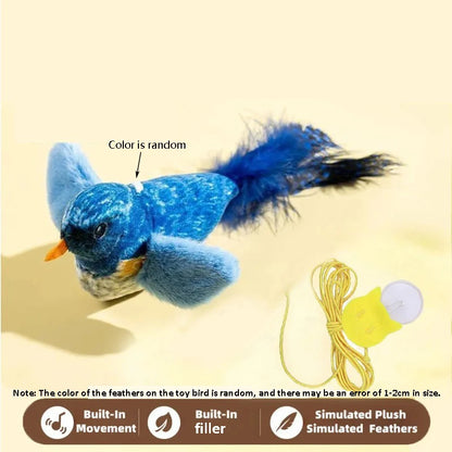 The Pet Cat Toy Emulates the Sound Bird to Amuse the Cat Elastic Rope to Relieve Boredom and Resist Scratching and Biting
