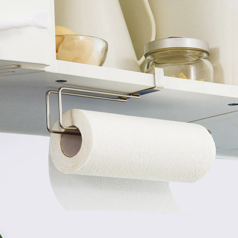 Kitchen paper towel holder Stainless steel nail free punch free wall mounted metal toilet roll holder