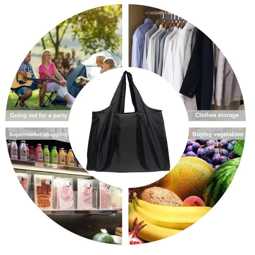 Women Large Capacity Folding Shopping Bag Big Size Portable Grocery Organizer Reusable Nylon Shoulder Handbags Tote Bag