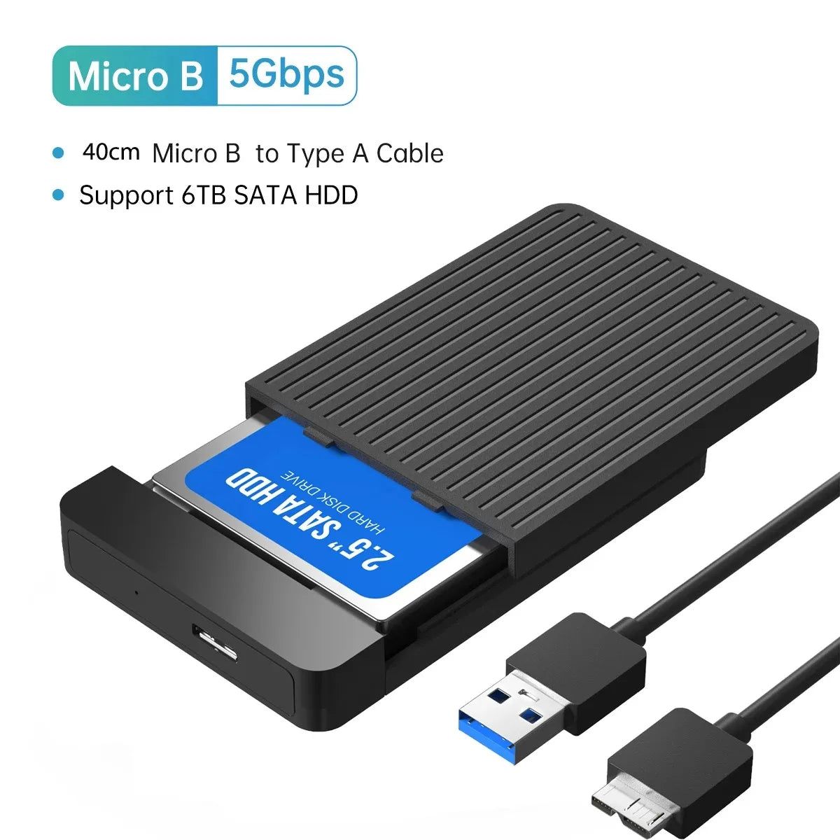 2.5 HDD/SSD Case SATA to USB 3.1/3.0 Adapter Case 6gbps HD External Hard Drive Enclosure Box for Disk HDD Type USB-C Enclosure