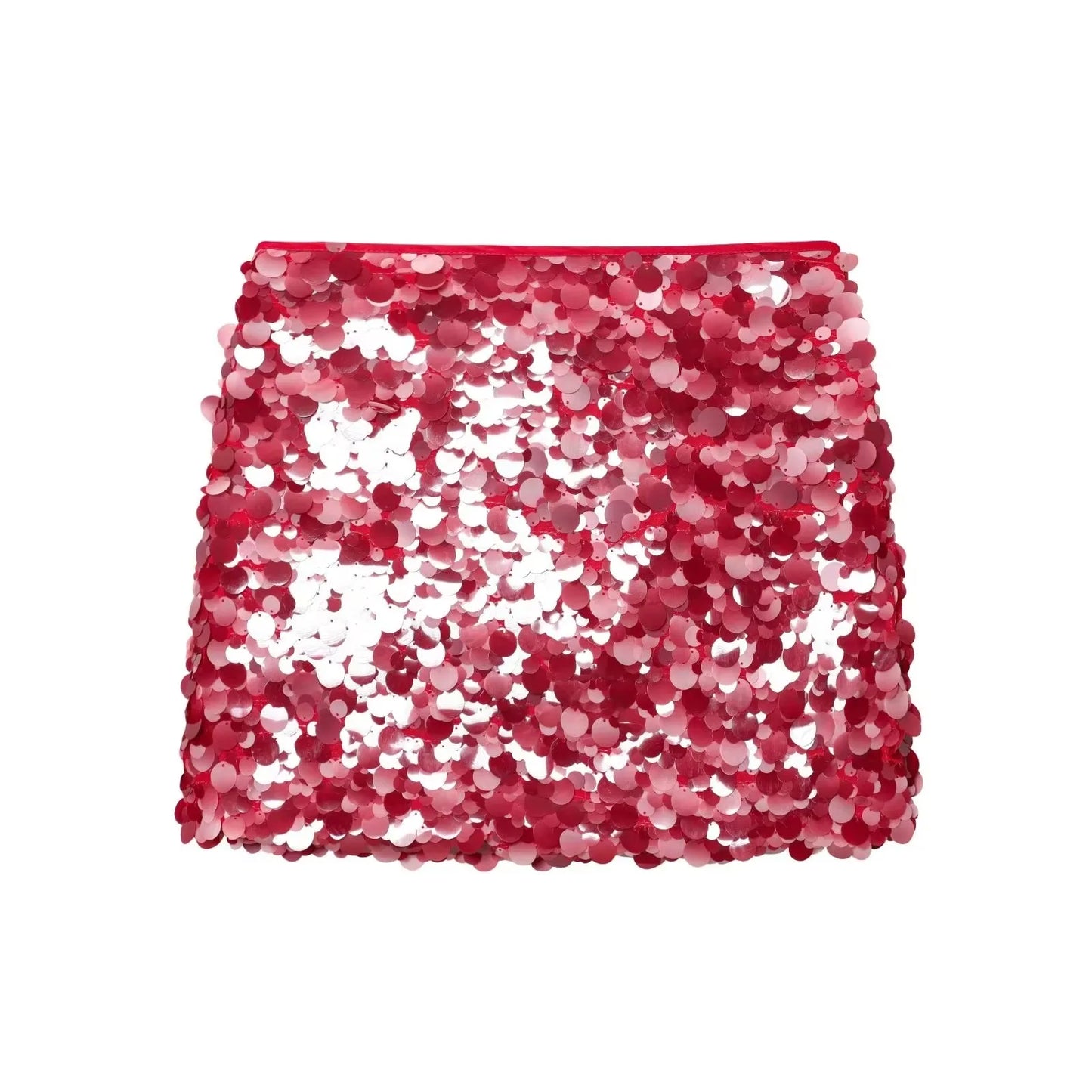 HH Women Fashion Shinny Sequin Mini Skirts Side Zipper High Waist A Line Skirt Summer Woman Elegant Club Party Sexy Lady Skirts
