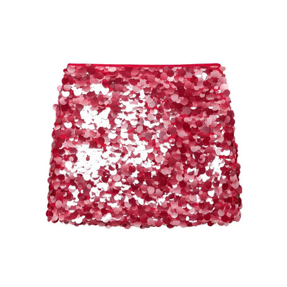 HH Women Fashion Shinny Sequin Mini Skirts Side Zipper High Waist A Line Skirt Summer Woman Elegant Club Party Sexy Lady Skirts