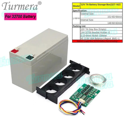 Turmera 12V 7A Lifepo4 Battery Box with 4S 40A Balance BMS 1X4 32650 32700 Holder Replace Lead-Acid Battery Use (Only Empty Box)