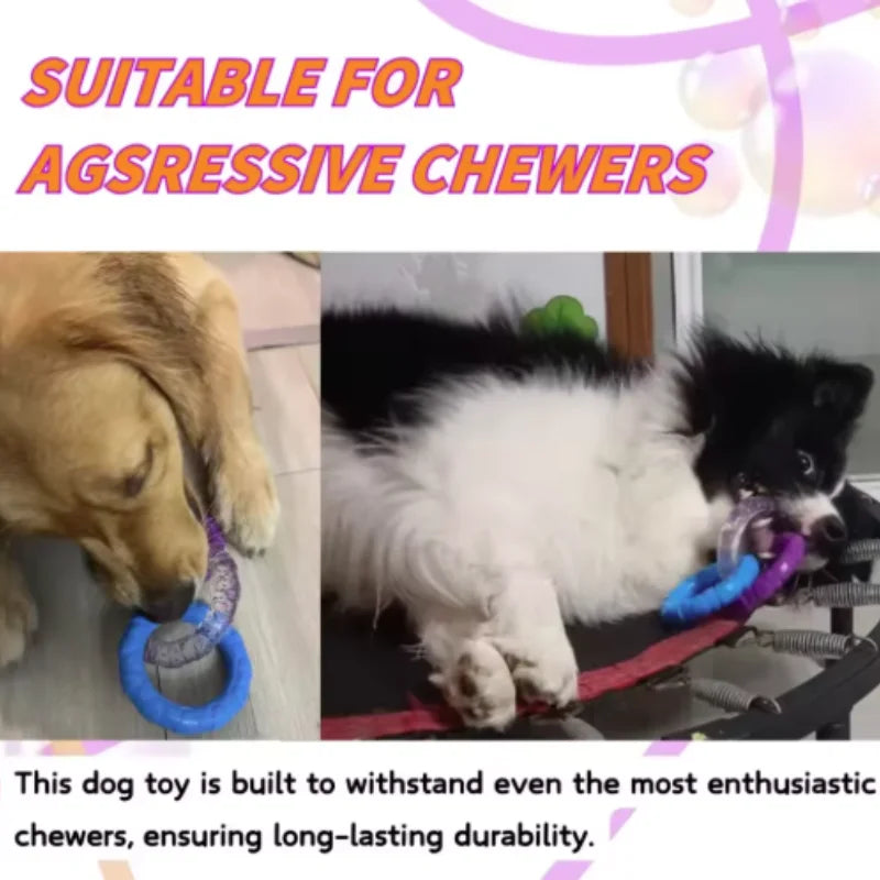 Dog Chew Toy TPR Teeth Cleaning Pet Toys For Small Medium Large Dogs Interactive Bite Resistant 3 Ring Tug Dog Toy Pet Supplies