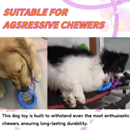 Dog Chew Toy TPR Teeth Cleaning Pet Toys For Small Medium Large Dogs Interactive Bite Resistant 3 Ring Tug Dog Toy Pet Supplies