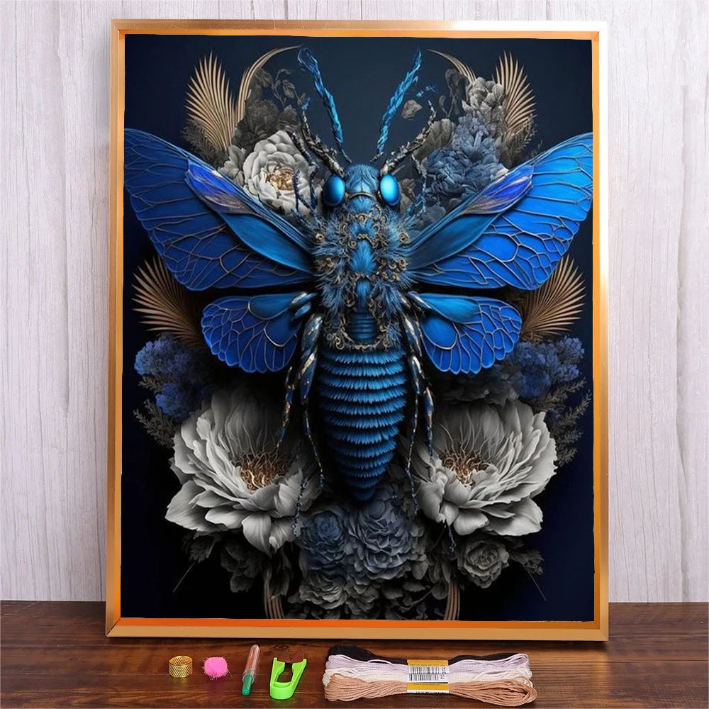 Insect Printed Cross Stitch Full Patterns Embroidery Kits Animal Canvas Needlework With Cotton Threads Sets Home Decor Paintings